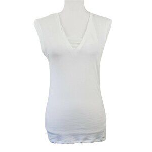 Vintage Pencey Women's White Tee Shirt Feminine Muscle Tee Sleeveless Sz Sm Y2K